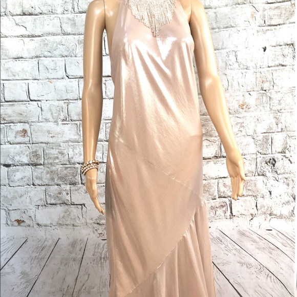 Express Iridescent Blush Pink Maxi Dress L - Picture 2 of 8